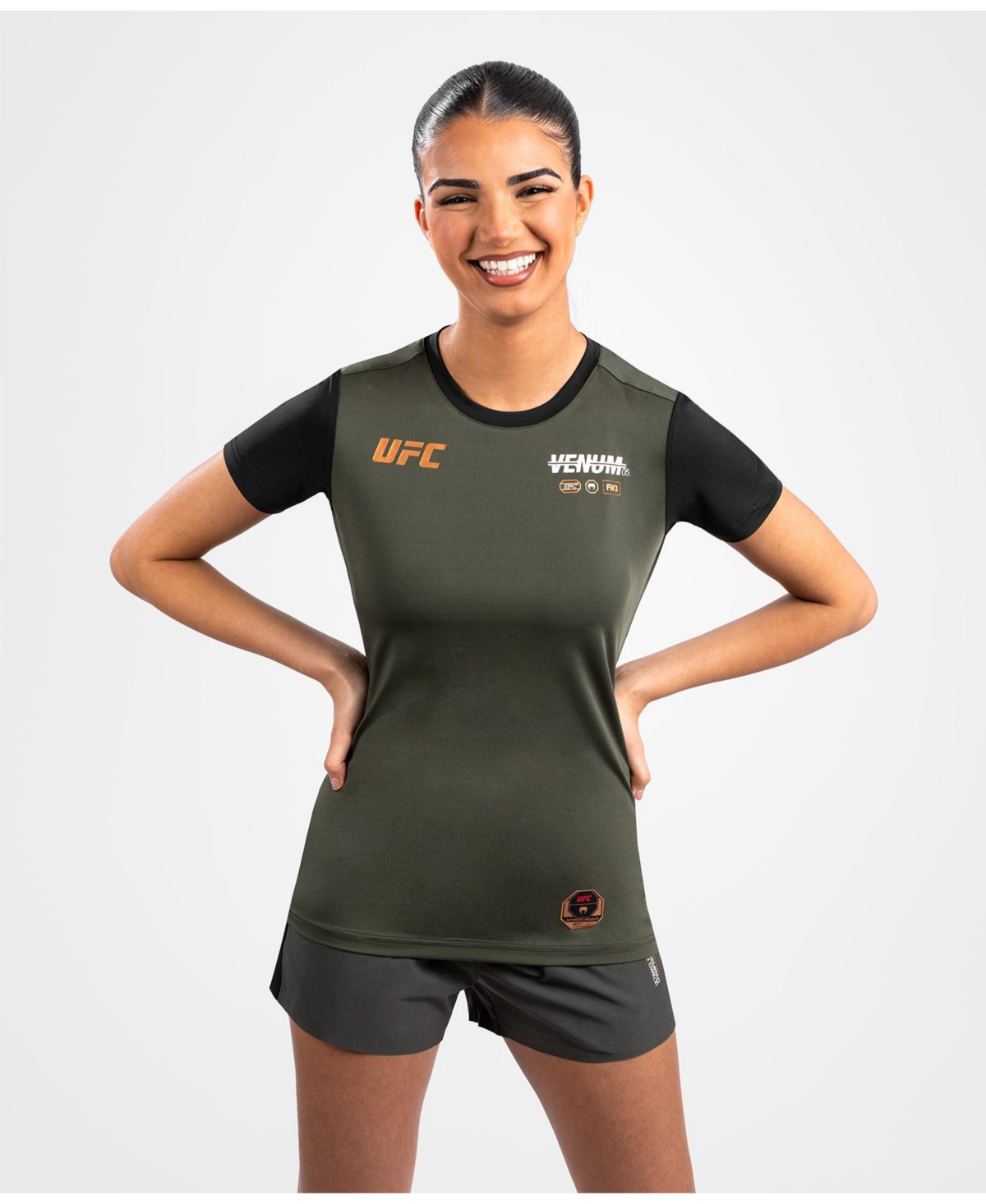 Ufc Women's Authentic Adrenaline Fight Week T-shirt Jersey - Khaki/bronze