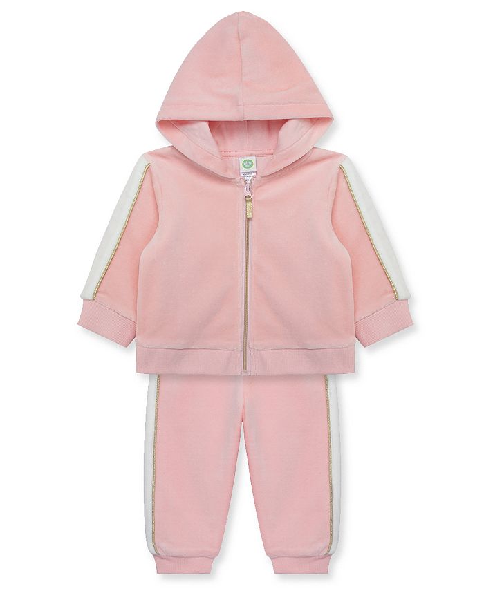 Little Me Baby Girls Shine Velour Hoodie and Pant, 2 Piece Set - Macy's