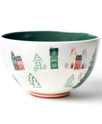 Christmas in the Village Scene 9" Footed Bowl