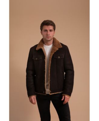Men's Sheepskin Jacket, Brown, Created for Macy's