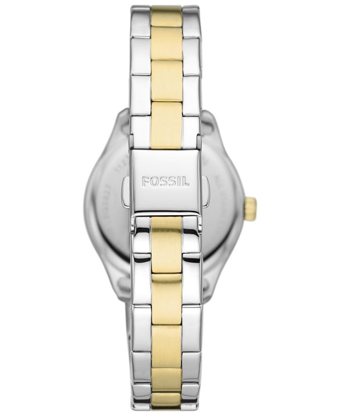 Fossil Women's Rye Three-Hand Date Two-Tone Stainless Steel Watch, 30mm ...