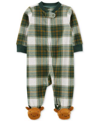 Green plaid baby pajamas sale