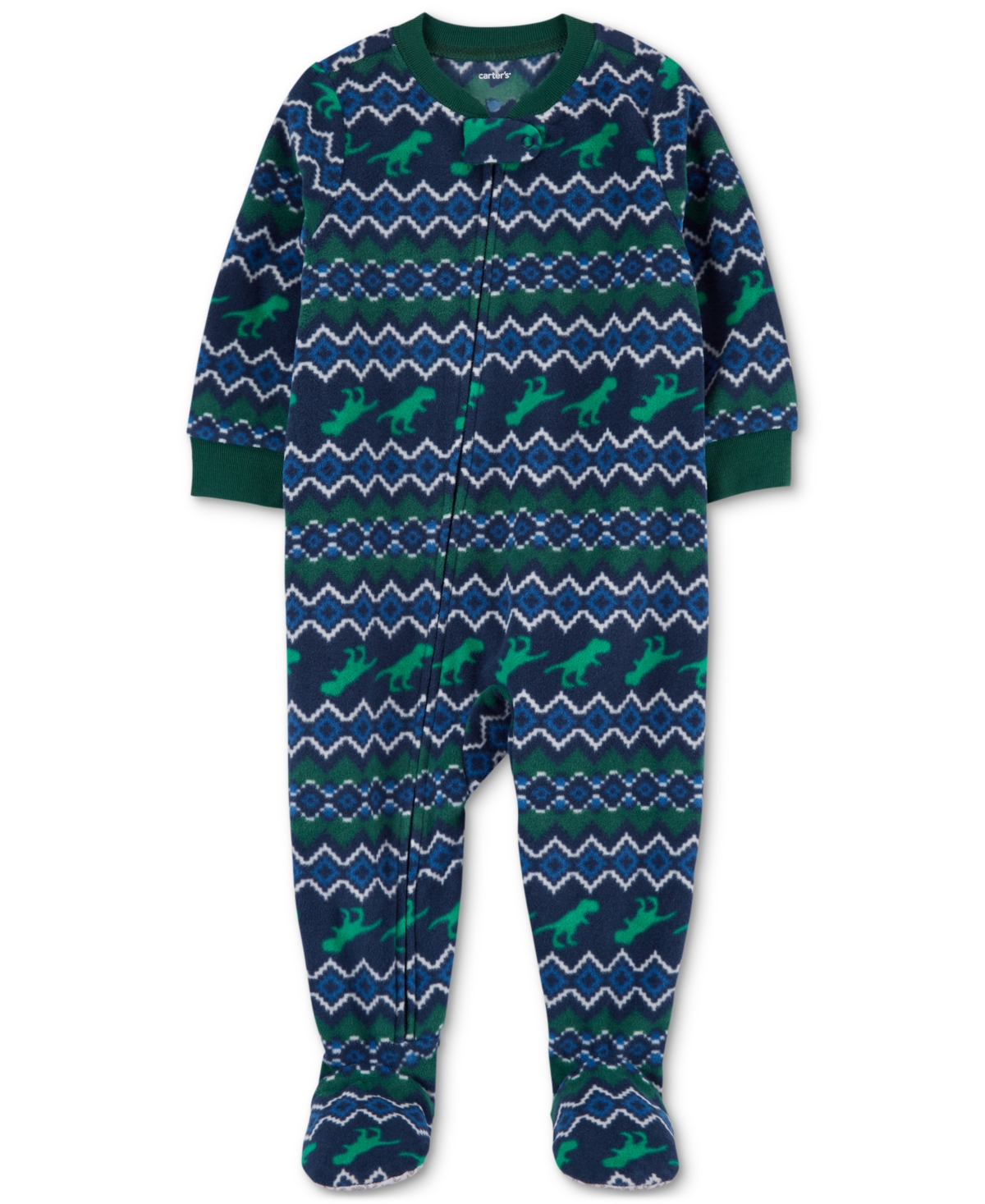 Carter's Babies' Toddler Boys 1-piece Dinosaur Fleece Footed Pajama In Blue