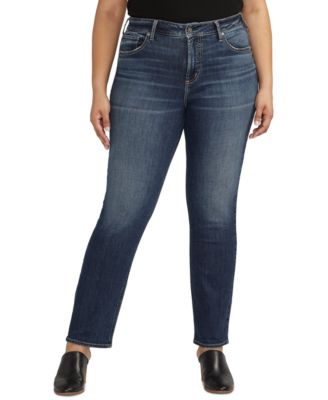 Silver Jeans Co. - Plus Size Avery High-Rise Curvy-Fit Straight-Leg Denim Jeans