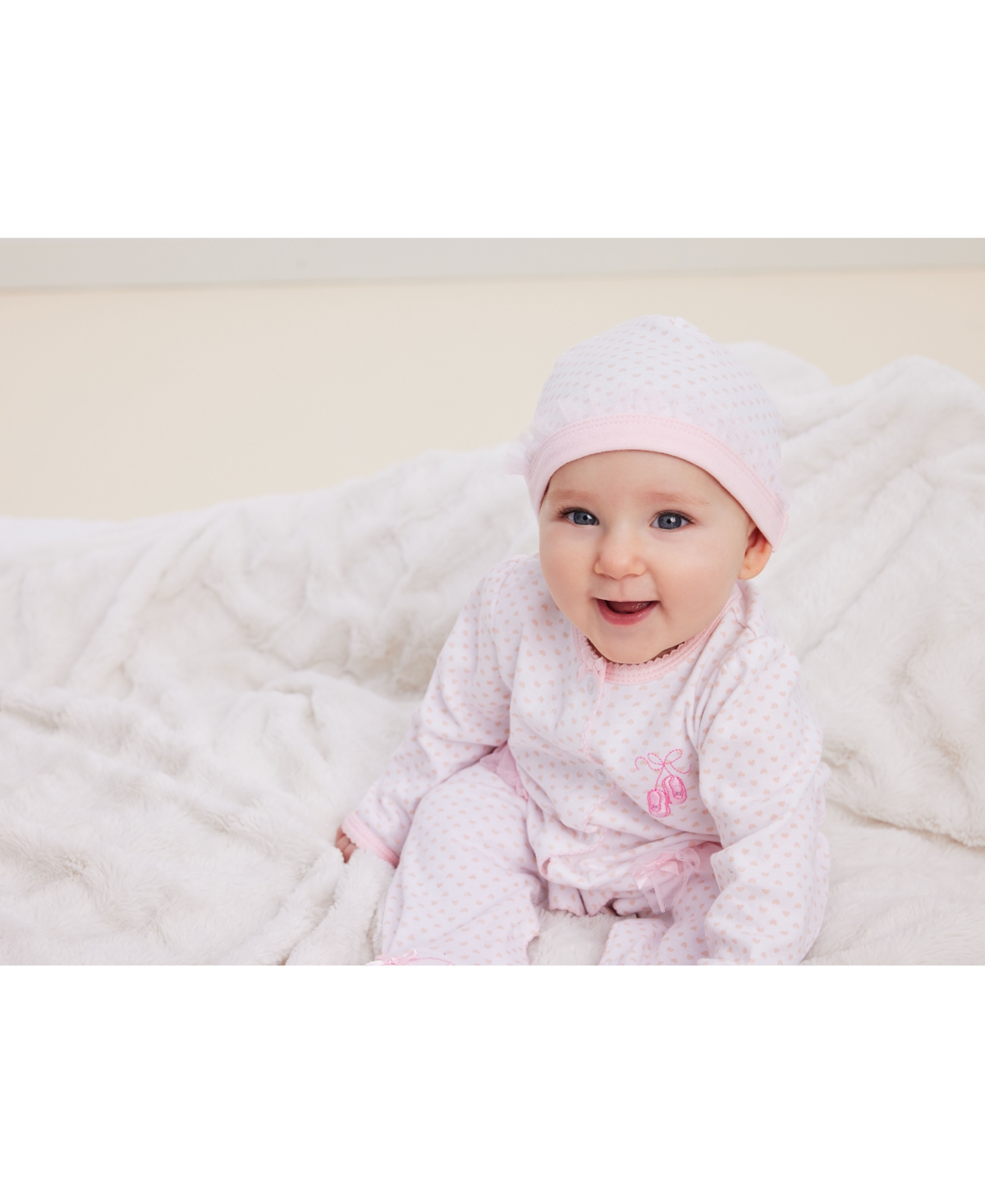 Little Me Baby Girls Ballerina Coverall with Matching Hat, 2 Piece Set -Pink