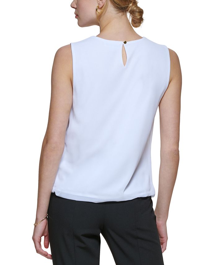 Calvin Klein Pleat Neck Sleeveless Top, Regular and Petite Sizes - Macy's
