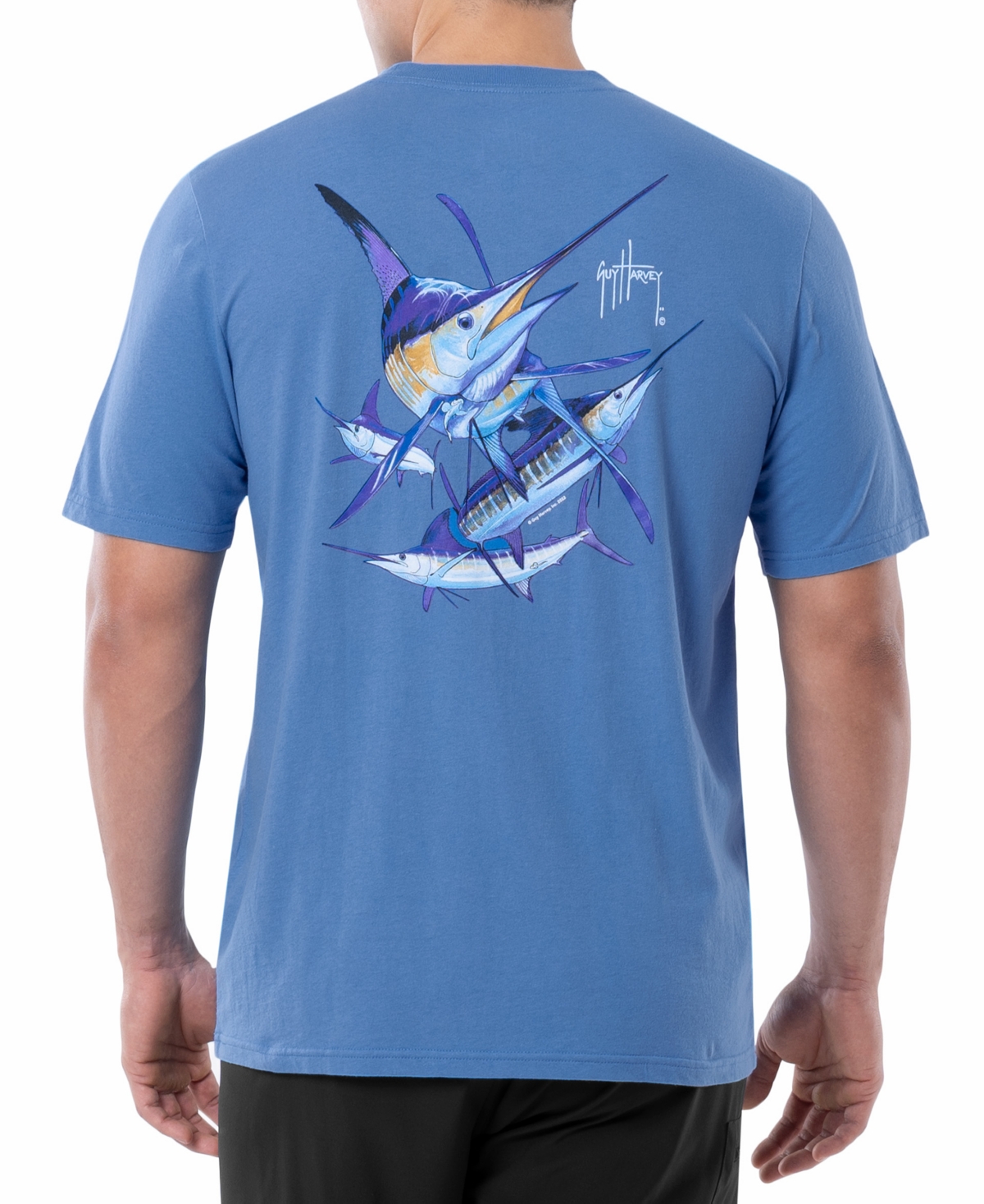 Guy Harvey Men's Short Sleeve Crewneck Graphic T-shirt In Azure Blue