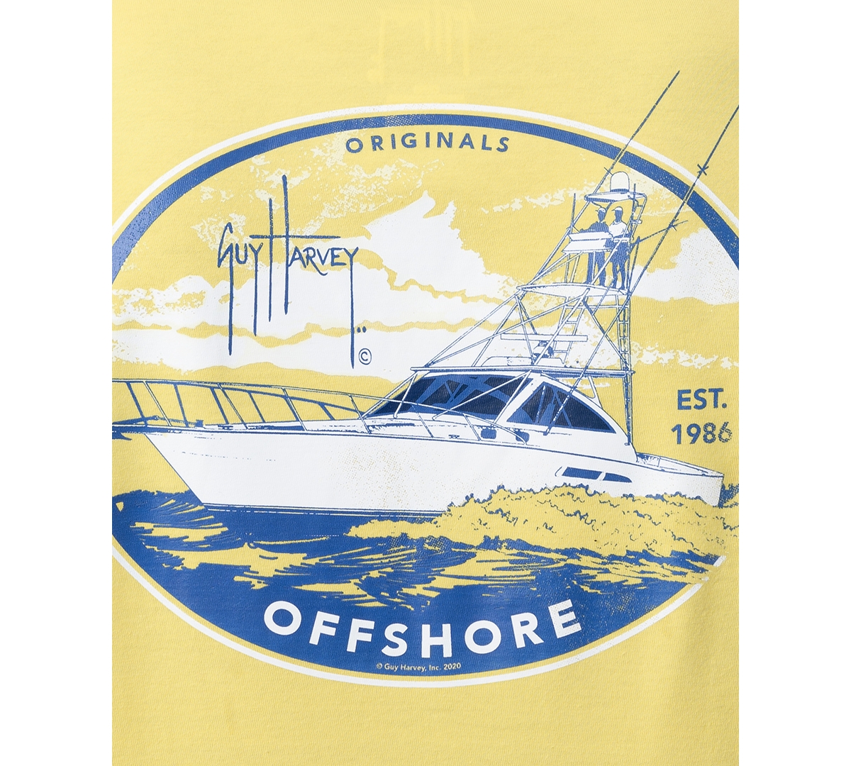 Shop Guy Harvey Men's Offshore Fishing Boat Logo Graphic T-shirt In Sunshine