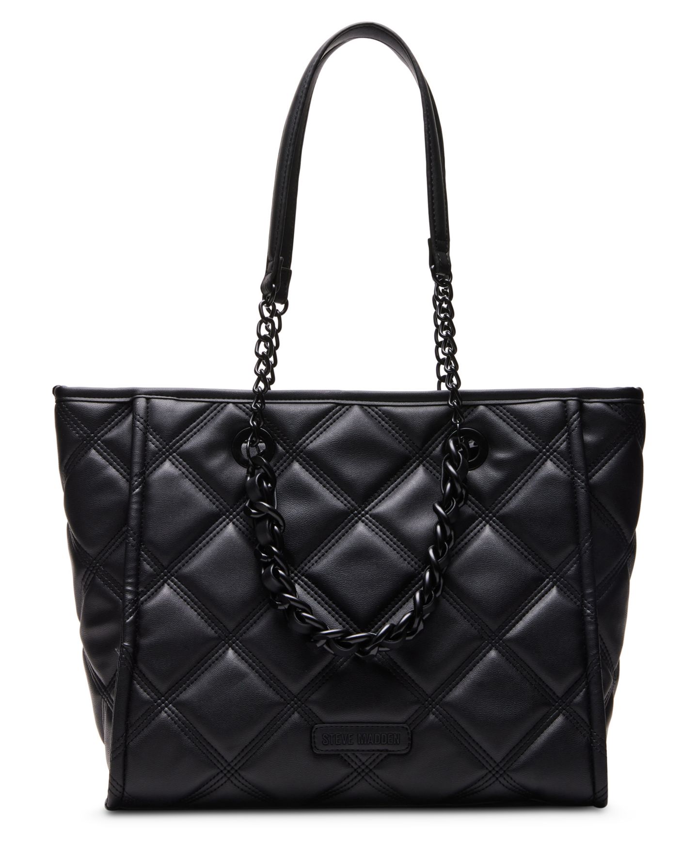 Женская сумка Steve Madden Katt Faux Leather Quilted Tote with Pouch, цвет: Чёрный — фото 4