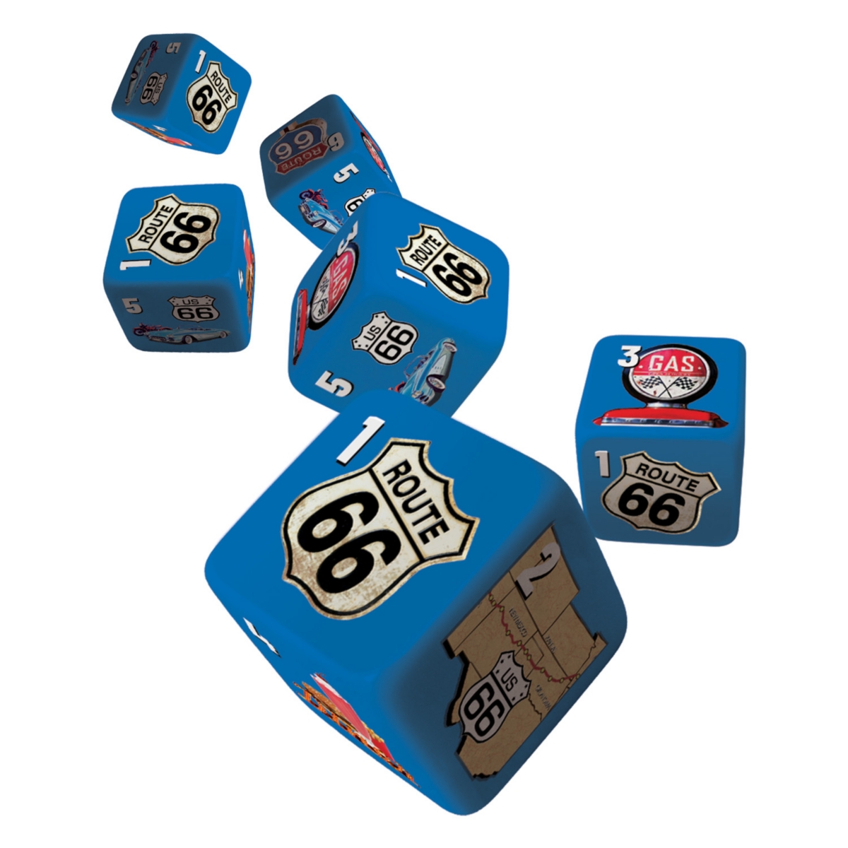 Masterpieces Route 66 - 6 Piece D6 Gaming Dice Set Ages 6 and Up