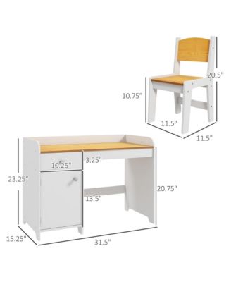 Kids Desk and Chair Set with Storage Drawer, Study Desk with Chair for Children for Arts &amp; Crafts, Snack Time, Homeschooling, Homework, White