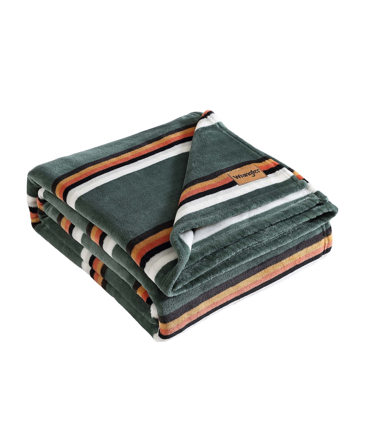 Shop Wrangler Western Saddle Stripe Ultra Soft Plush Blanket, Full/queen In Prairie Green