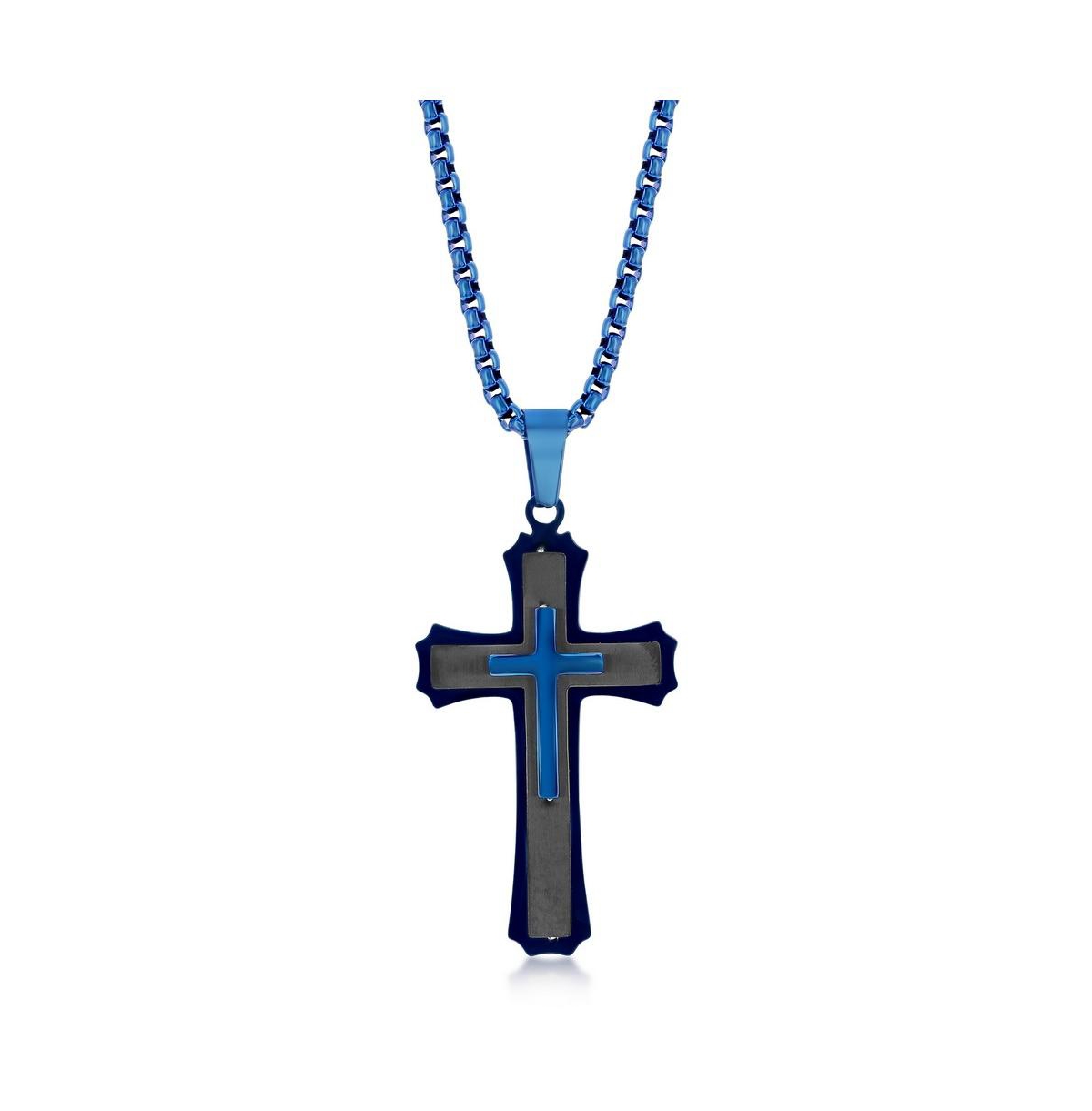 Stainless Steel 3D Cross Necklace - Gold  silver