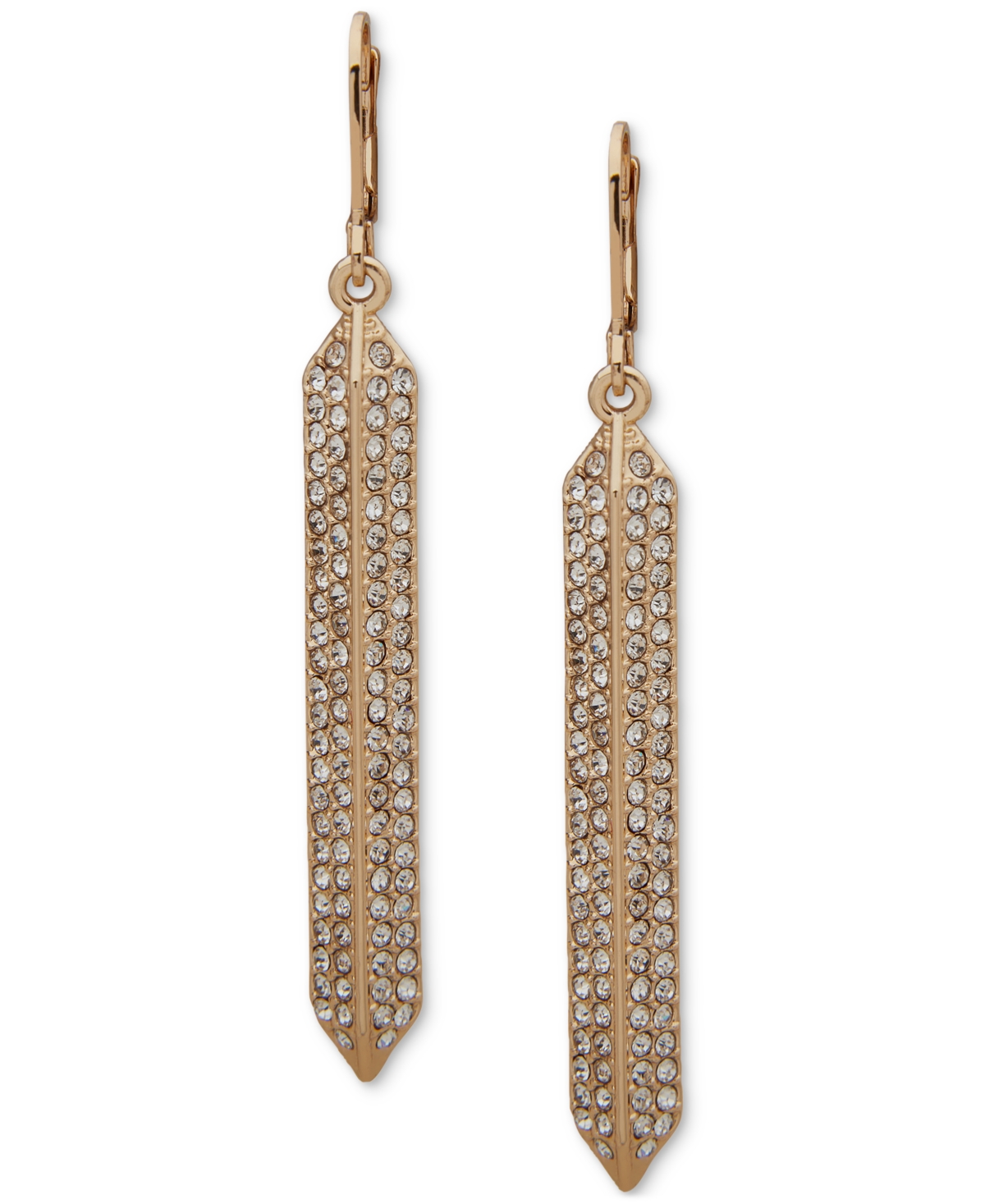 Paris Pave Bar Linear Drop Earrings - Gold