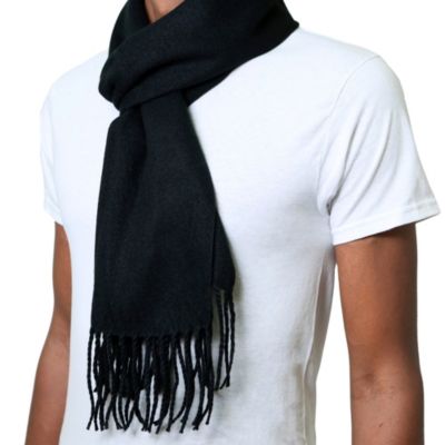 Men's Scarf Soft Knit Winter Scarves Plaid Striped or Solid Neck Covering Long Warm Stylish