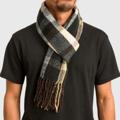Men's Scarf Soft Knit Winter Scarves Plaid Striped or Solid Neck Covering Long Warm Stylish
