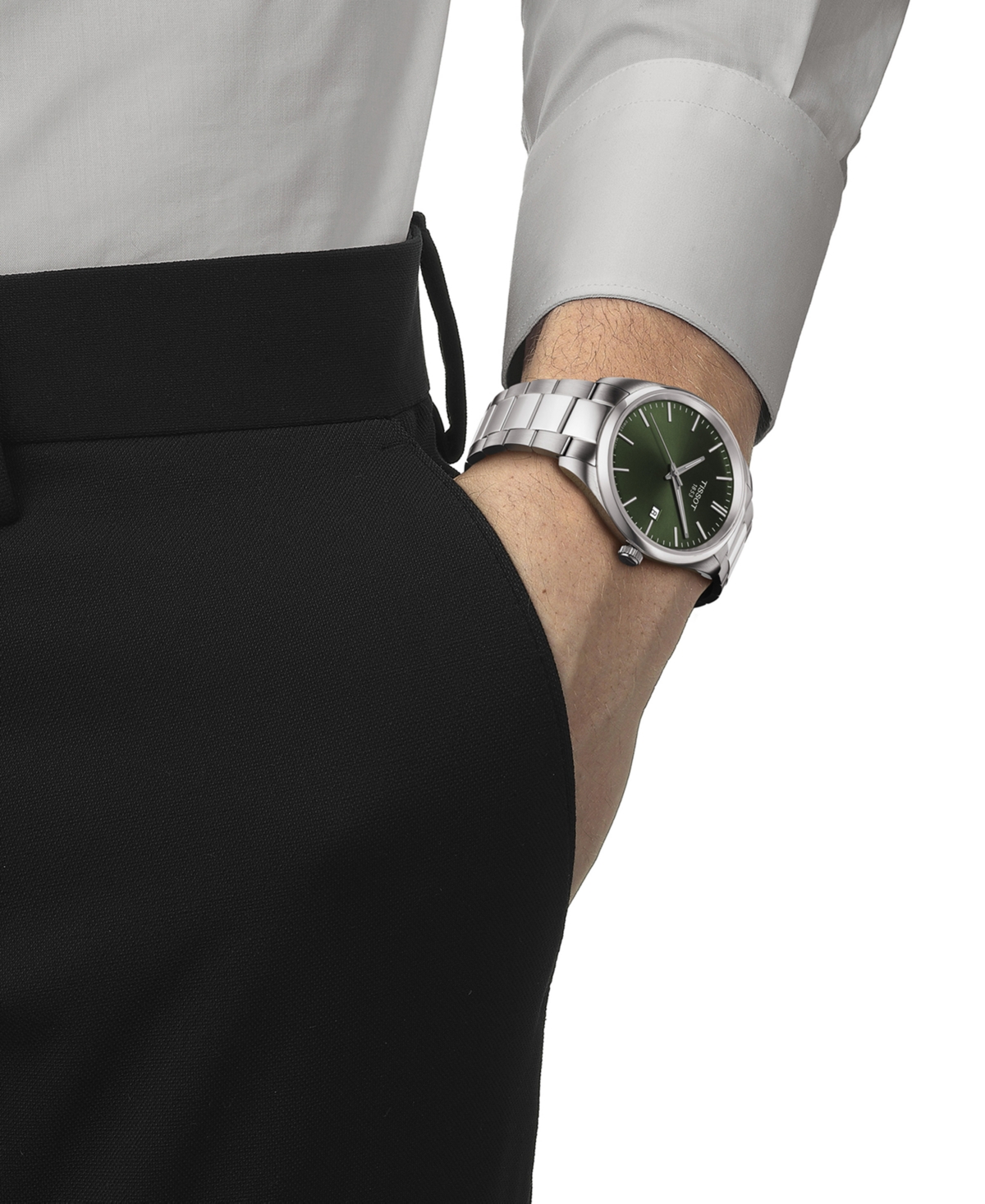 Shop Tissot Men's Swiss Pr 100 Stainless Steel Bracelet Watch 40mm In Green
