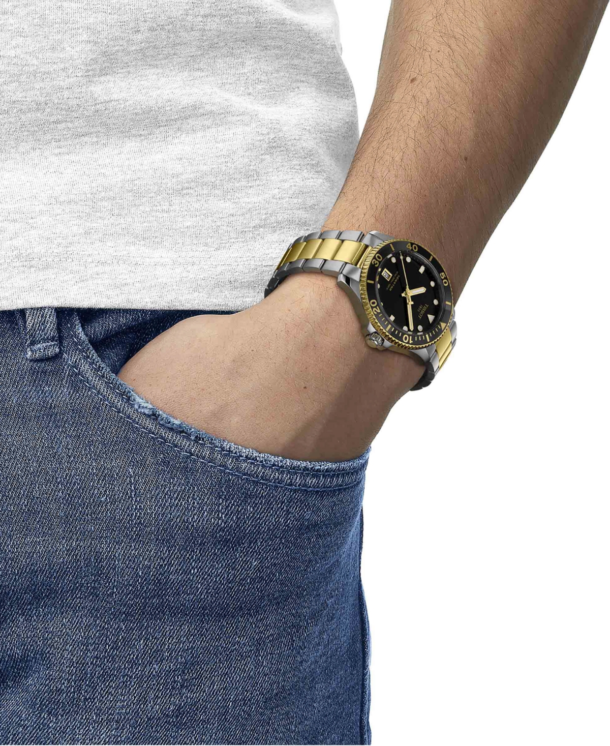 Shop Tissot Men's Swiss Seastar 1000 Two-tone Stainless Steel Bracelet Watch 40mm In Black