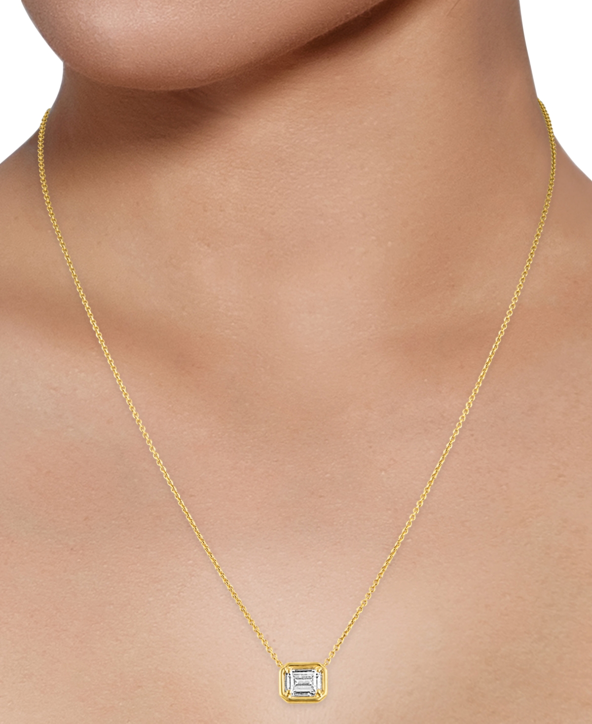 Alethea Certified Diamond Emerald-Cut Solitaire Pendant Necklace (1/2 ct. t.w.) in 14k Gold Featuring Diamonds from the Beers Code of Origin, Crea
