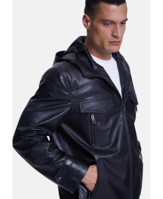 Men's Leather Jacket, Elephant Black