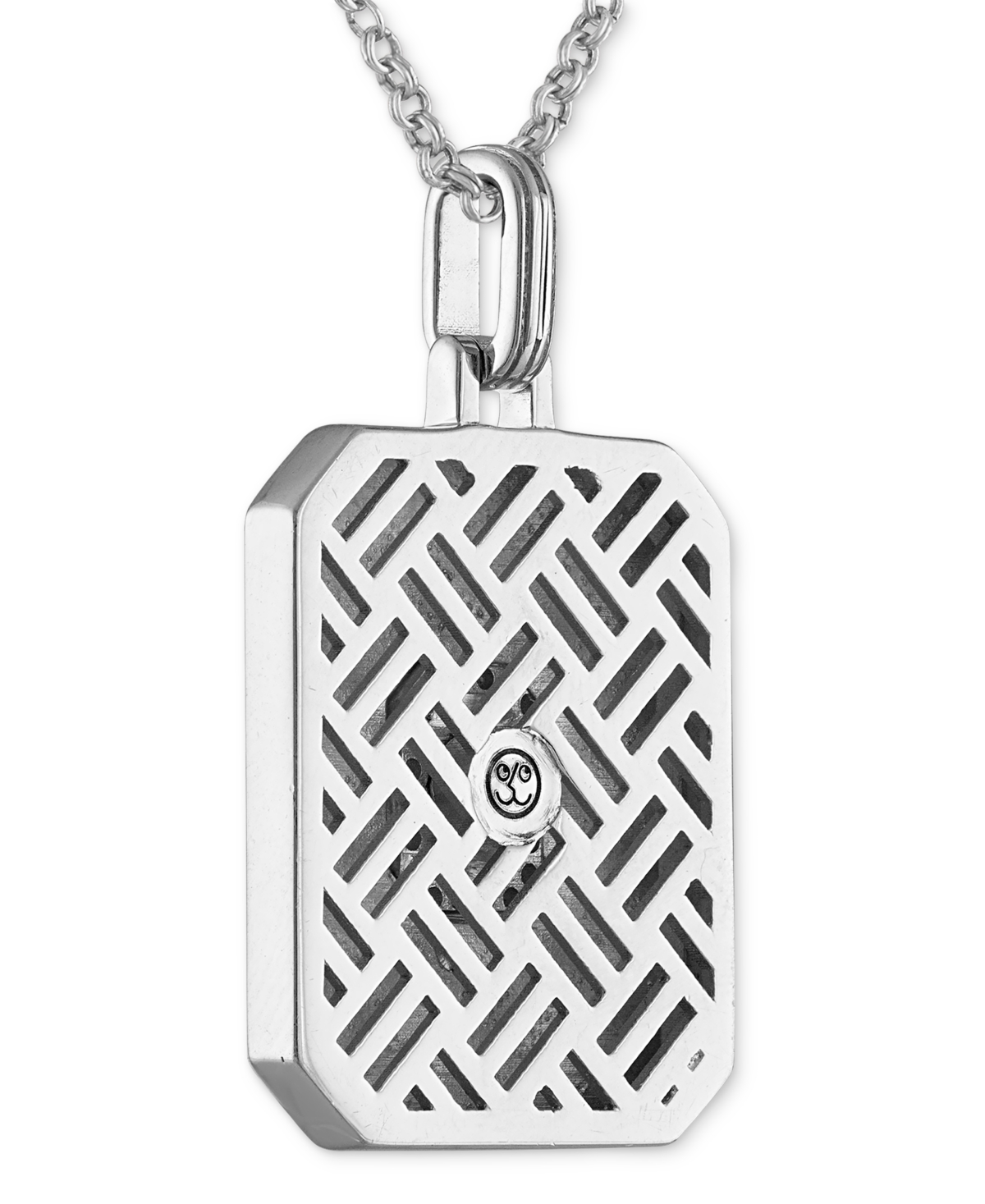 Esquire Men's Jewelry Lab-Created Sapphire (5/8 ct. t.w.) & Diamond (1/10 ct. t.w.) Halo Dog Tag 22