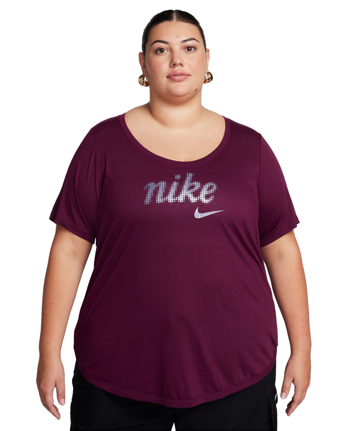 Nike Women's Plus Size Essential Tunic Logo T-shirt In Bordex