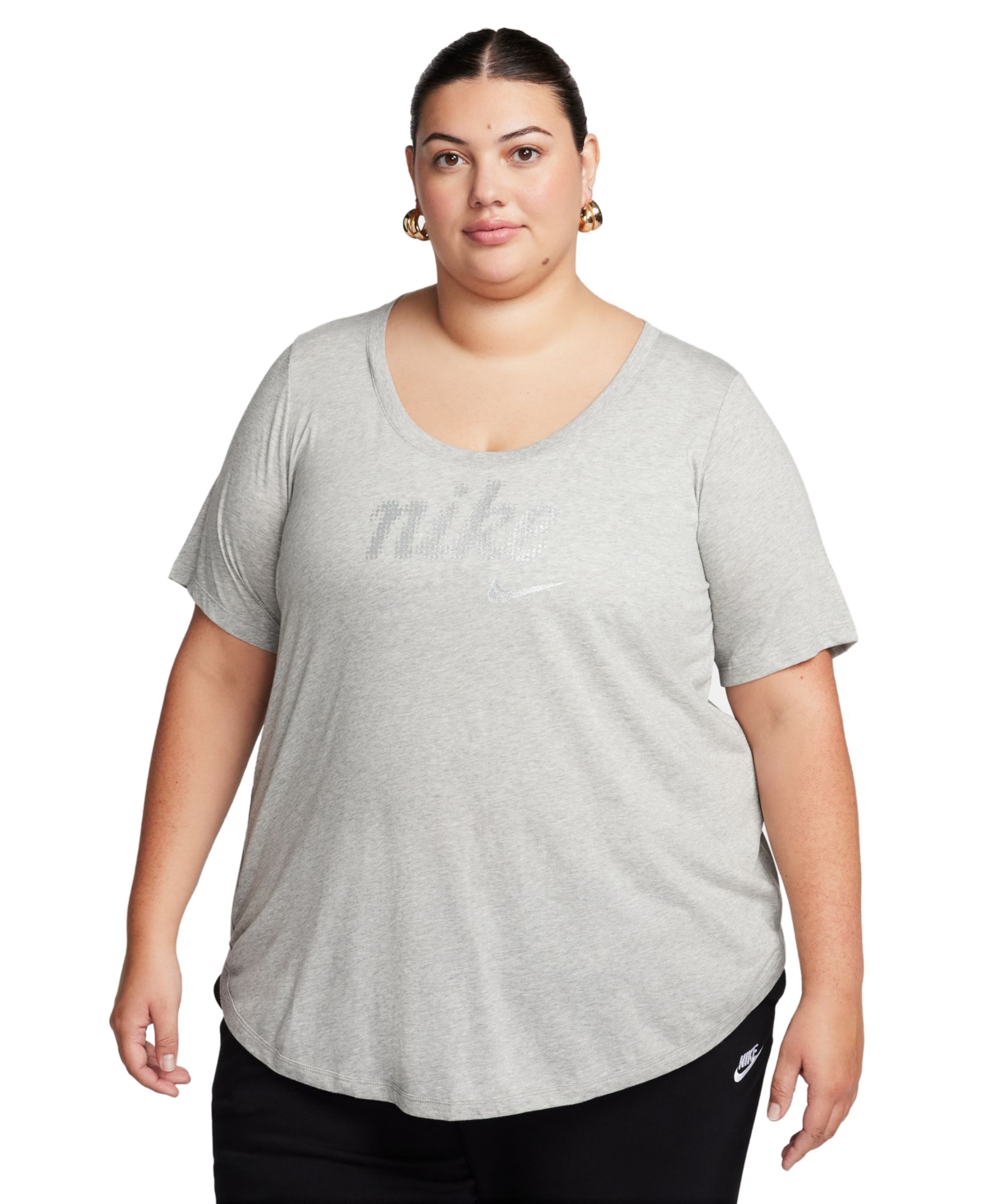 Nike Women's Plus Size Essential Tunic Logo T-shirt In Dark Grey Heather