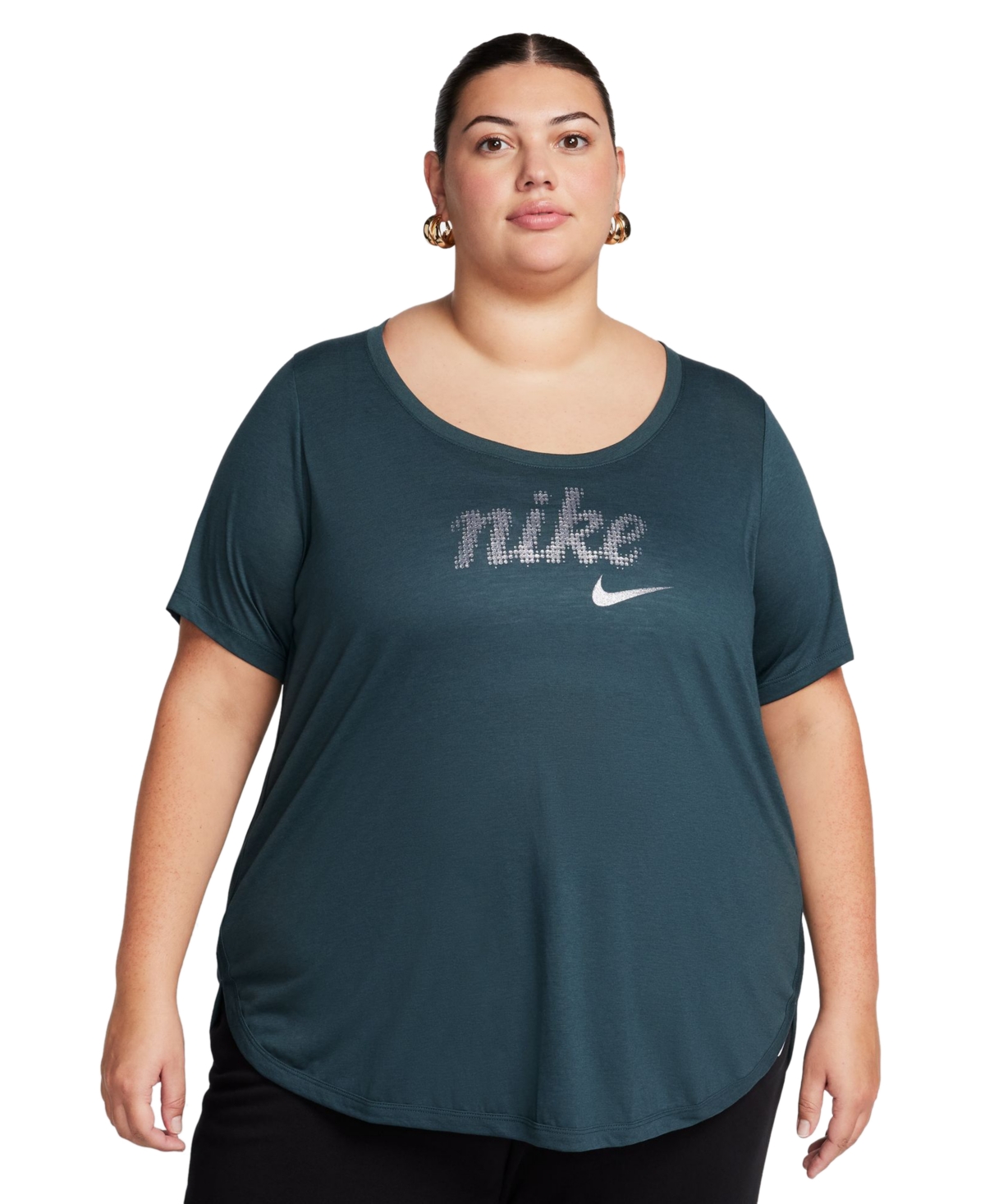 Nike Women's Plus Size Essential Tunic Logo T-shirt In Deep Jungle