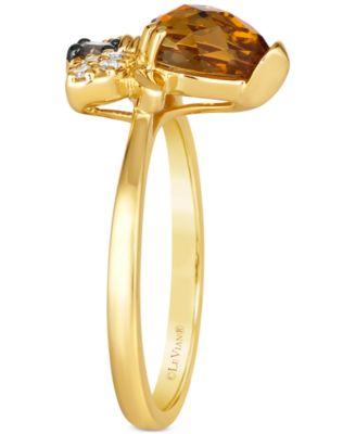 Chocolatier&reg; Cinnamon Citrine (7/8 ct. t.w.) & Diamond (1/8 ct. t.w.) Bee Ring in 14k Gold