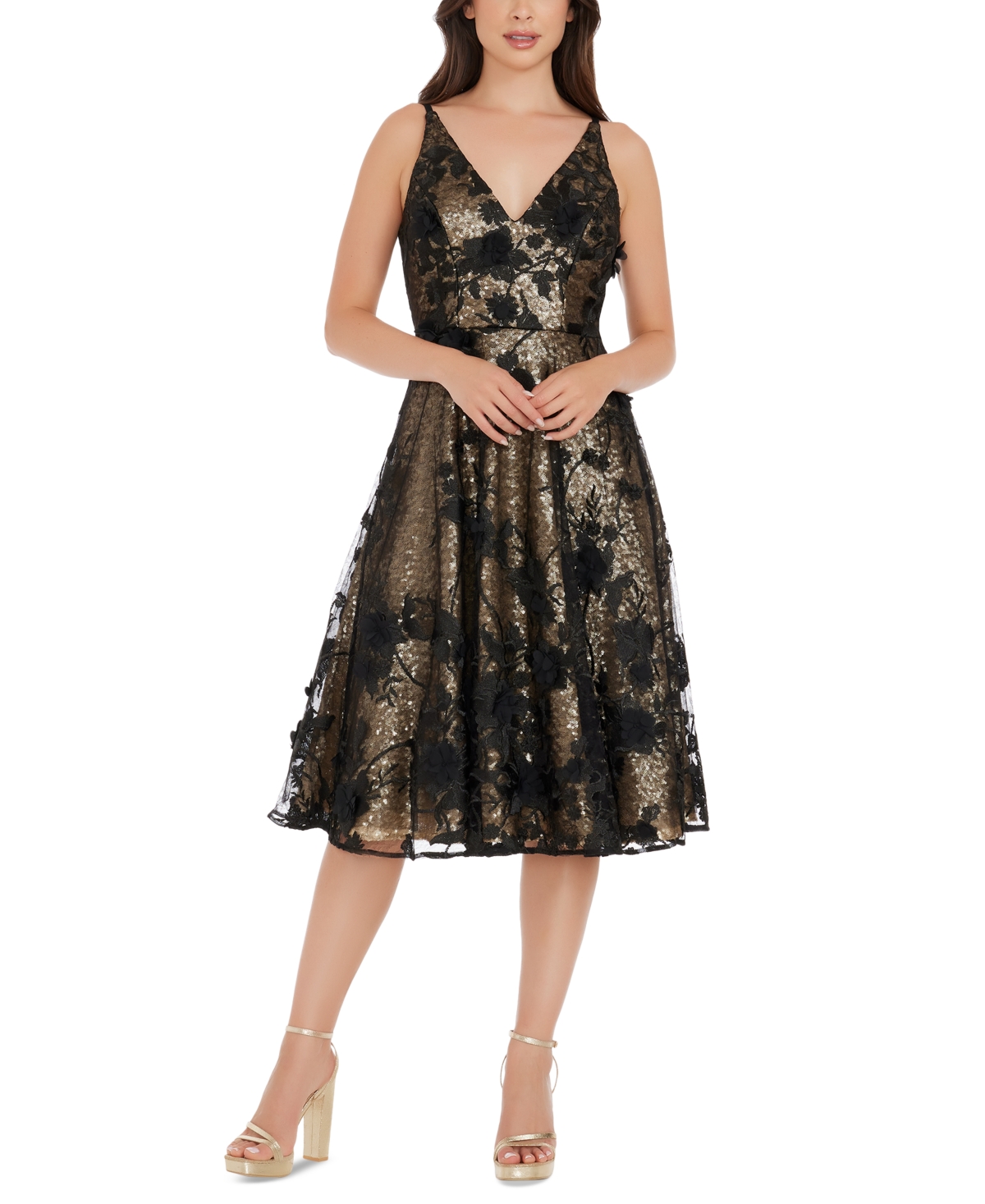 Elisa Women's Sequin and Lace Dress - Brushed Gold Multi