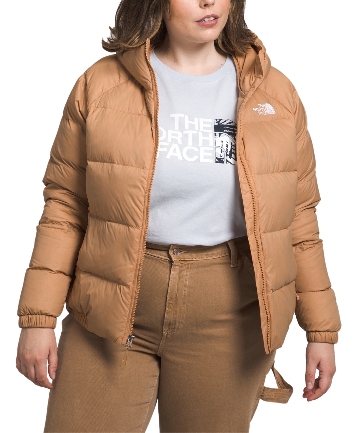 The North Face Plus Size Hydrenalite Quilted Puffer Coat In Almond Butter