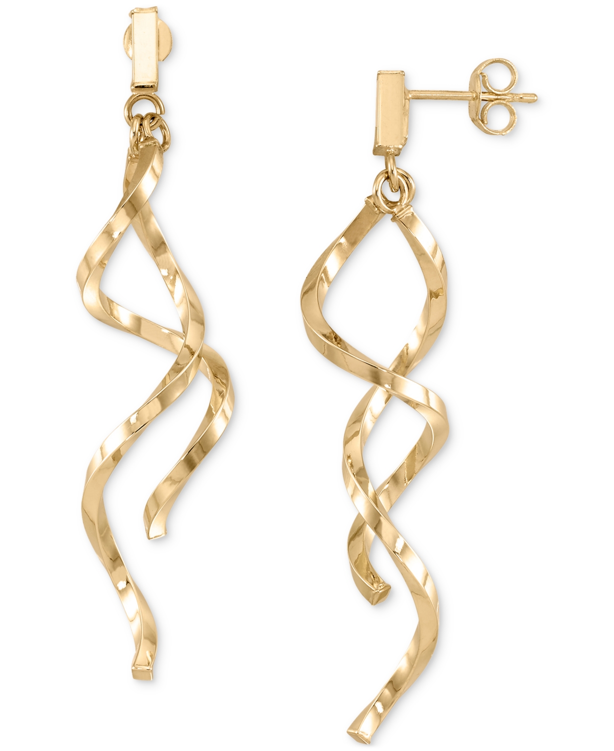 Double Twist Drop Earrings in 14k Gold