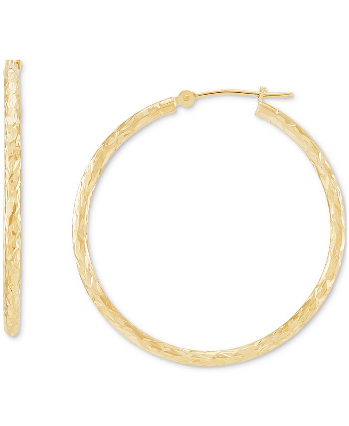 Welry 14K Yellow Gold Crystal-Cut Hoop Earrings