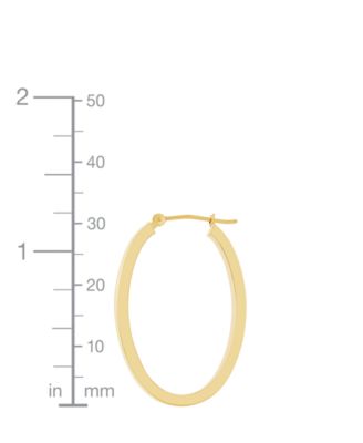 Polished Oval Flat-Edge Tube Earrings in 10k Gold, 1-1/5"