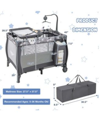 Portable Baby Playard with Changing Table Bassinet and Music Box