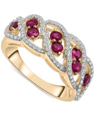 Macy's - Ruby (3/4 ct. t.w.) & Diamond (1/3 ct. t.w.) Openwork Statement Ring in 14k Gold