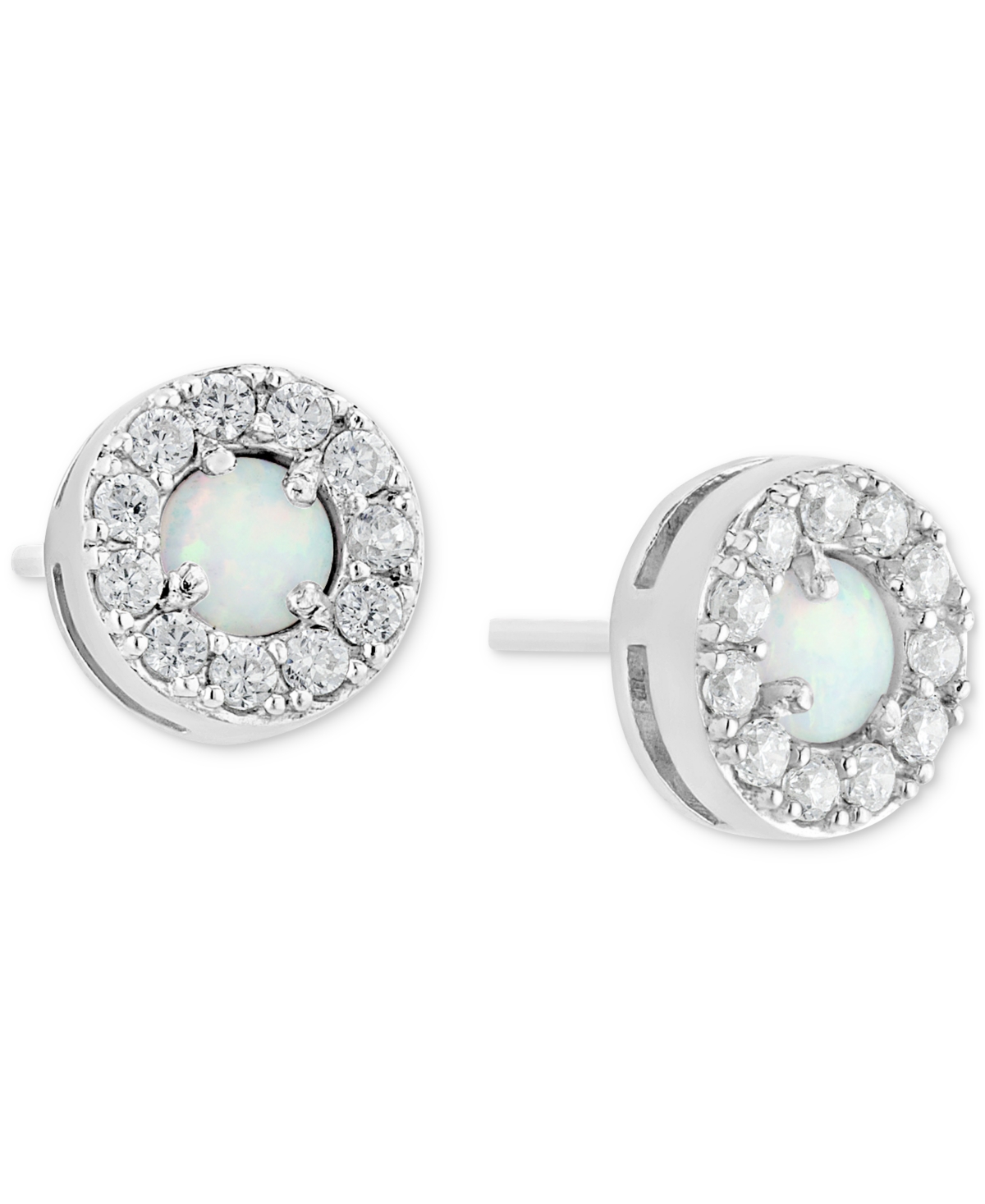 Giani Bernini Simulated Opal (3/8 Ct. T.w.) & Cubic Zirconia Halo Stud Earrings In Sterling Silver, Created For Ma