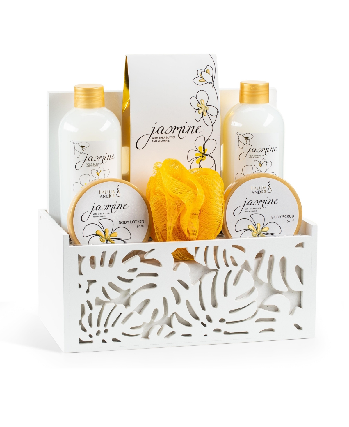 Jasmine Fragrance Bath & Body Set in White Tissue Box Luxury Body Care Mothers Day Gifts for Mom - White