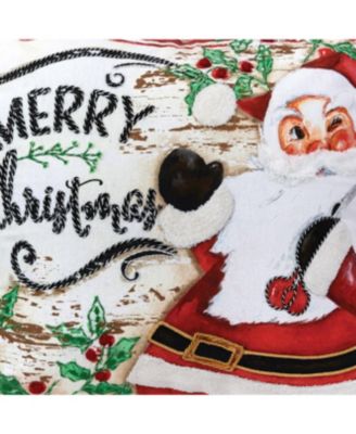 Merry Christmas Santa Printed and Embroidered Throw Pillow, 18" x 18"