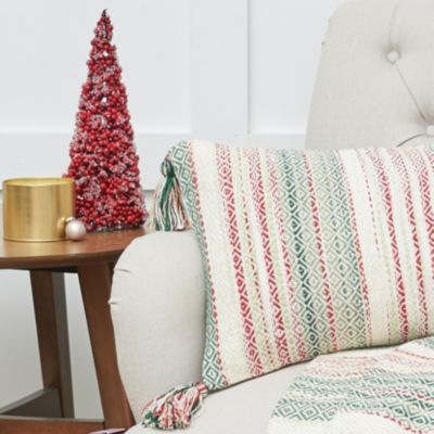 Cozy Nordic Christmas Red & Green Accent Pillow, 14" x 22"