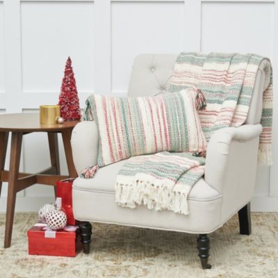 Cozy Nordic Christmas Red & Green Accent Pillow, 14" x 22"
