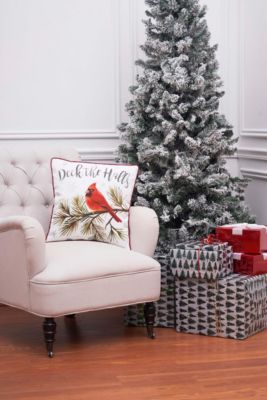 Deck The Halls Cardinal Christmas Printed Throw Pillow, 18" x 18"
