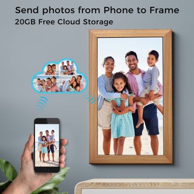 21in Cloud Frame Digital Photo Frame - Easy Photo Share APP- 20GB Cloud Storage, Auto-Rotate.