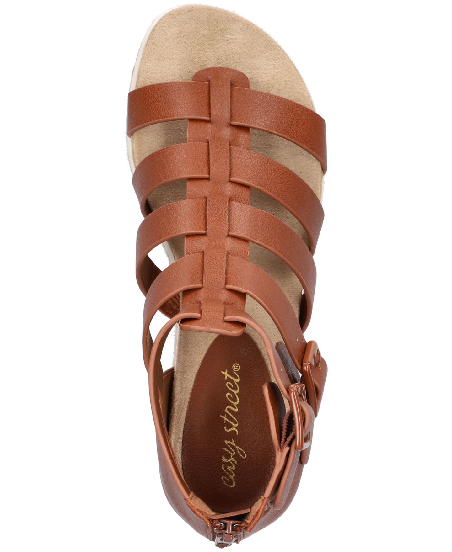 Женские сандалии Easy Street Simone Zip Wedge, цвет: Коньячный — фото 4