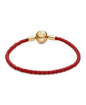 Moments 14K Gold-Plated Red Woven Leather Bracelet