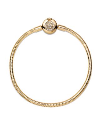 Moments Cubic Zirconia 14K Gold-Plated Sparkling Crown O Snake Chain Bracelet