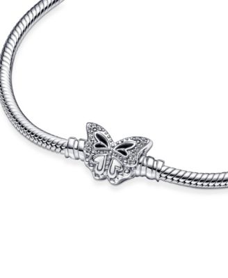Moments Cubic Zirconia Butterfly Clasp Snake Chain Bracelet