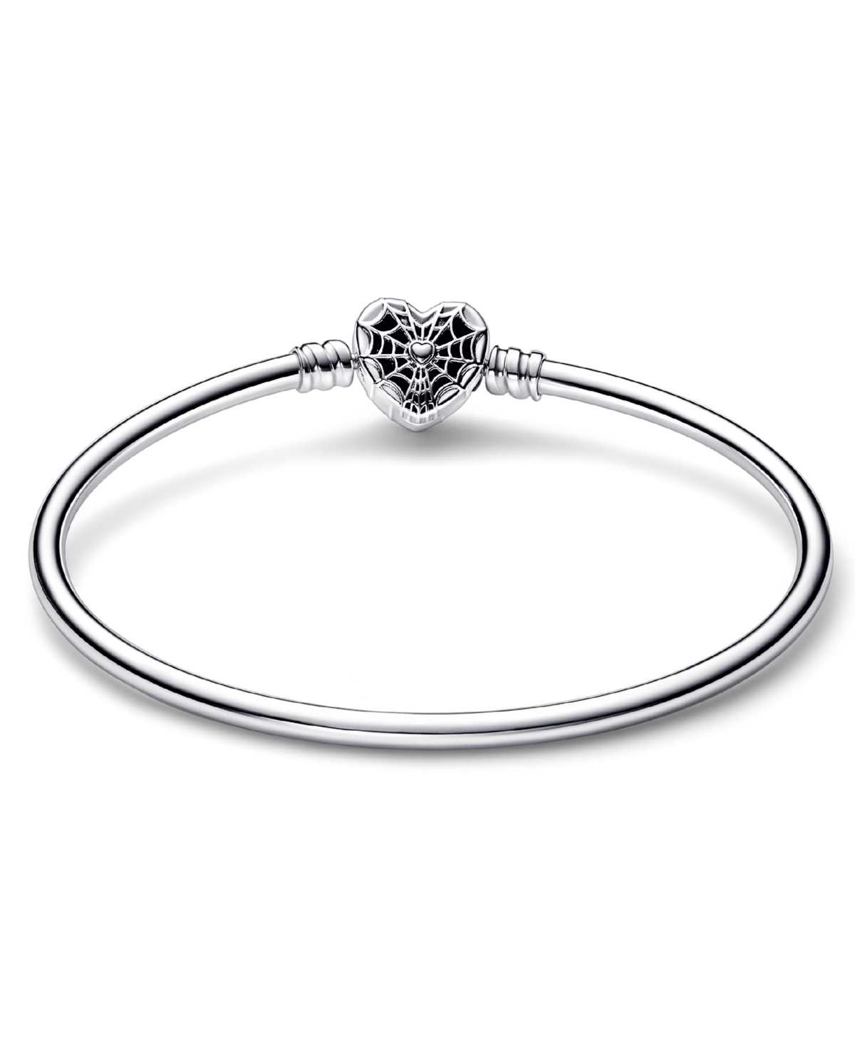 Pandora Moments Sterling Silver Marvel Spider-man Mask Clasp Bangle Bracelet In Silver