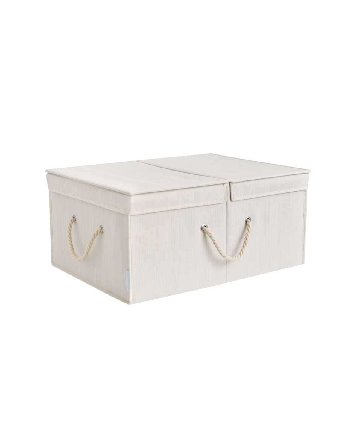Wethinkstorage 65 Litre Collapsible Fabric Storage Bin With Double-open Lid And Cotton Rope Handles In Ivory