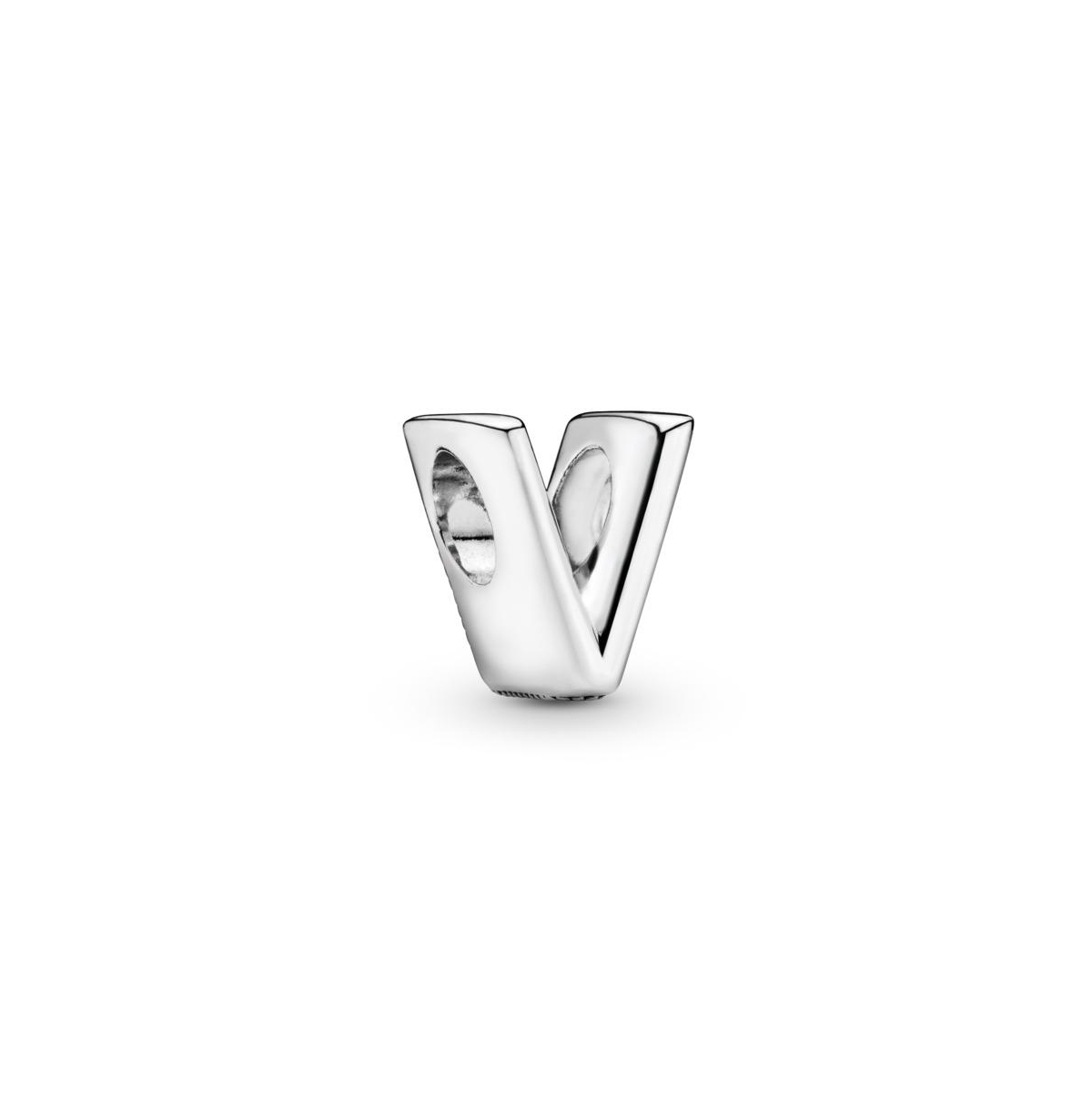 Pandora Sterling Silver Script Alphabet Dangle Charm In Silver - V